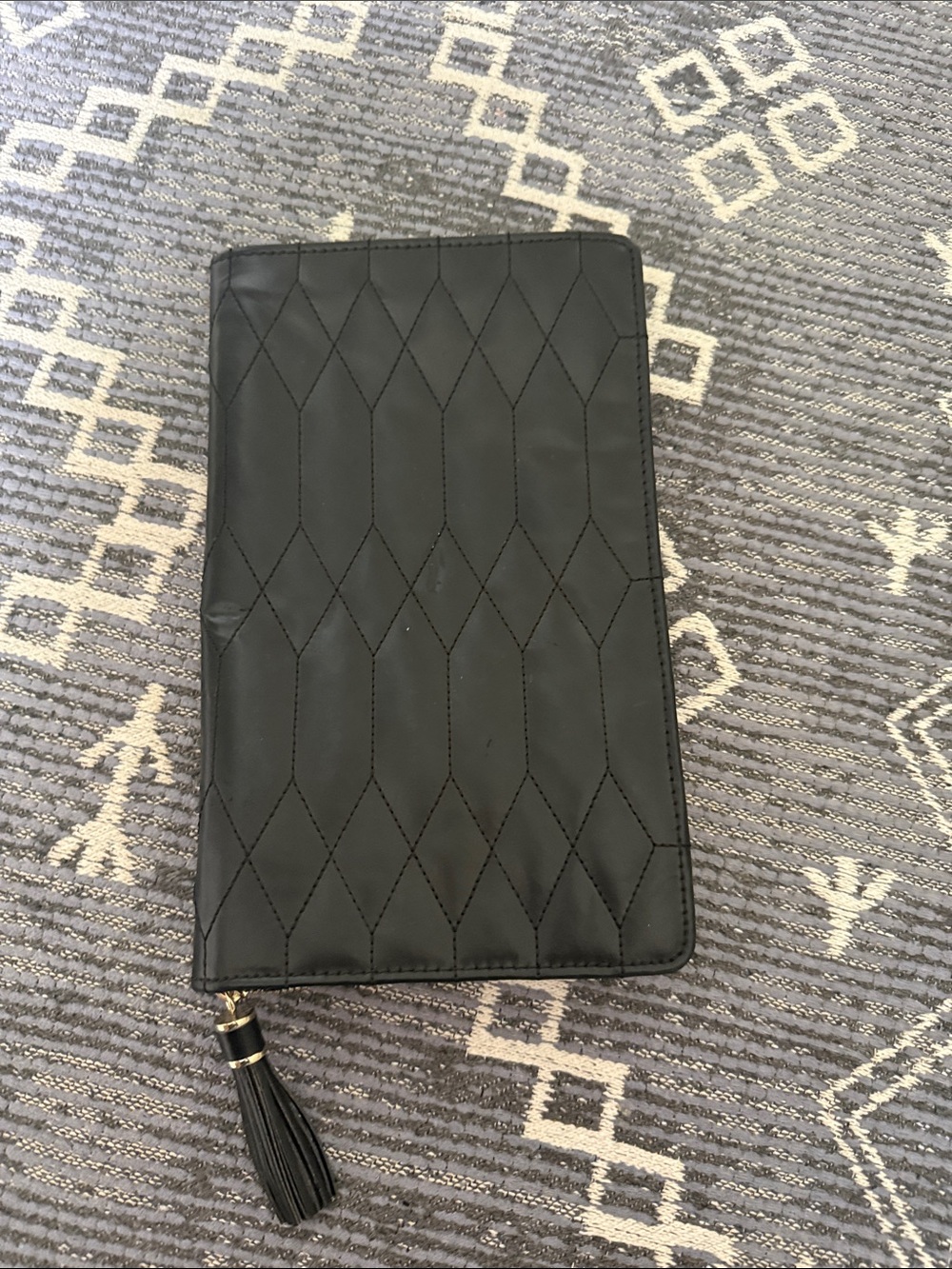 Bony Levy Travel Jewelry Case Black Quilted Vegan Leather Suede Gold Hardware